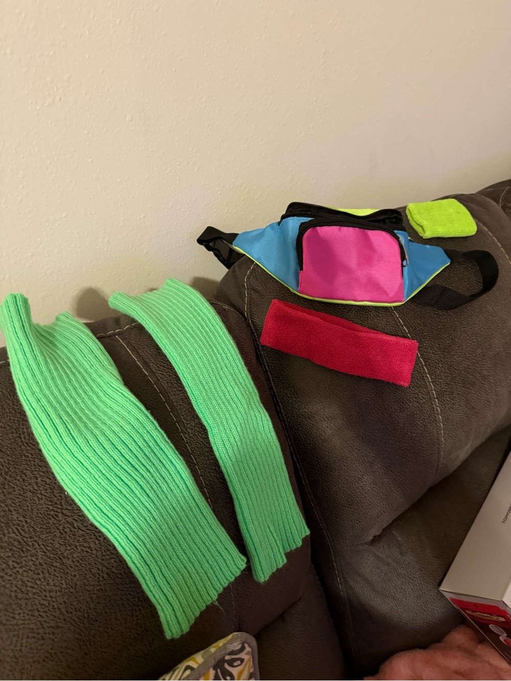 Kids Neon Green Leg Warmers with Multicolor Waist Pouch - Unbranded
